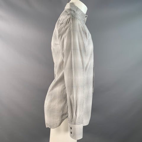 PS by PAUL SMITH Size S White Grey Checkered Cotton Long Sleeve Shirt