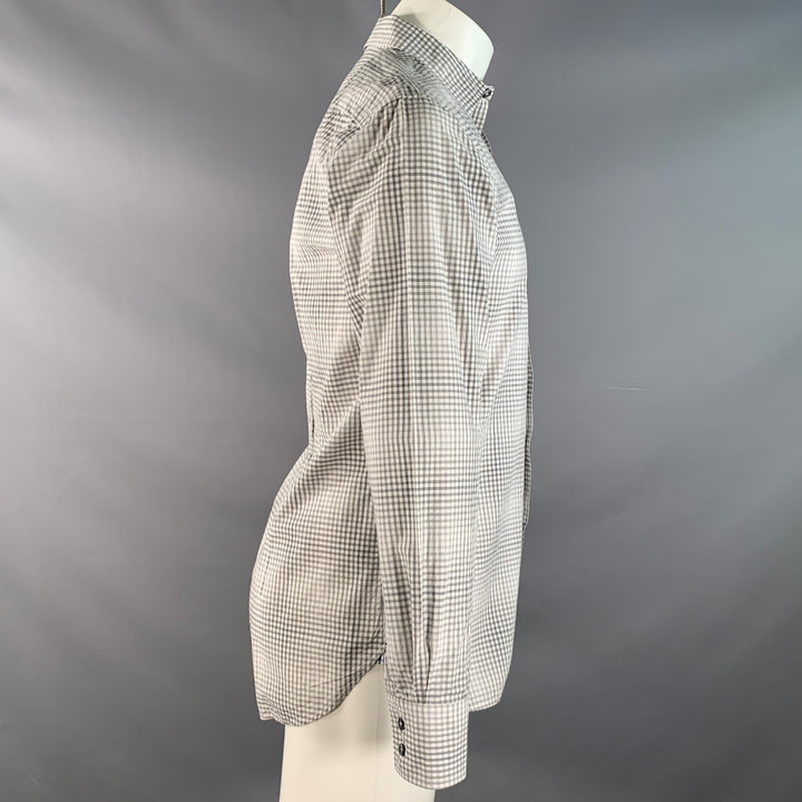 PS by PAUL SMITH Size S White Grey Checkered Cotton Long Sleeve Shirt