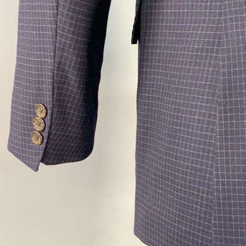 POLO by RALPH LAUREN Size L Regular Navy Grey Checkered Notch Lapel Suit
