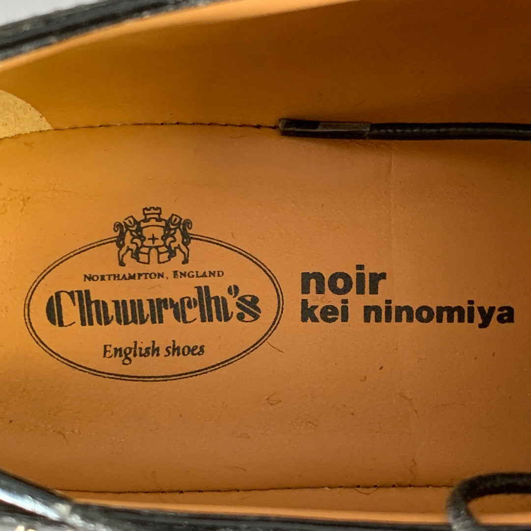 NOIR KEI NINOMIYA x CHURCH'S Size 8.5 Shannon 22 Black Floral Studded Platform Lace-up Shoes