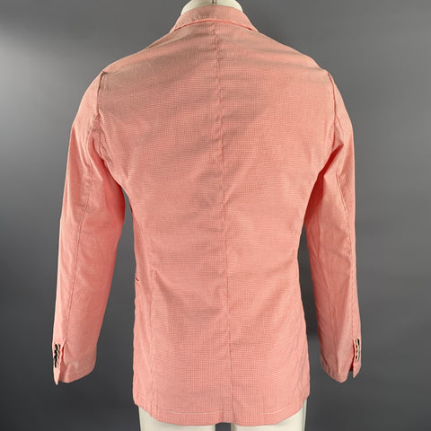 ARMANI COLLEZIONI Size 38 Red White Grid Cotton Blend Sport Coat