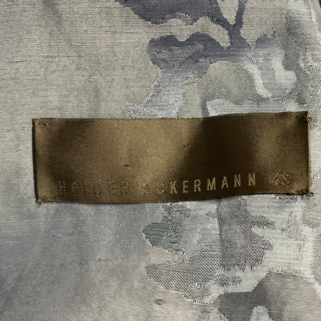 HAIDER ACKERMANN Size 38 Teal Jacquard Linen Blend Single Breasted Peak Lapel Coat