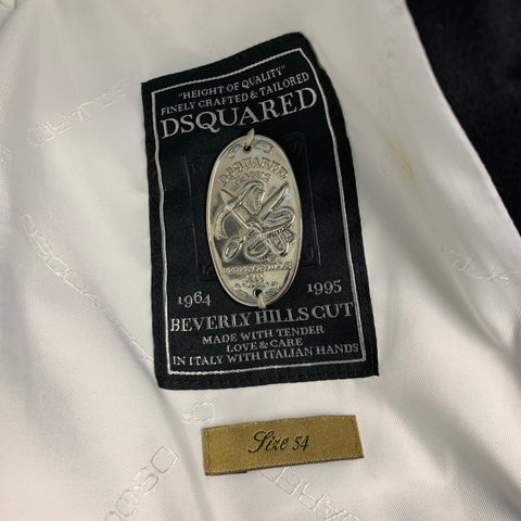 DSQUARED2 Size 44 Black Cotton Silk Peak Lapel Tuxedo