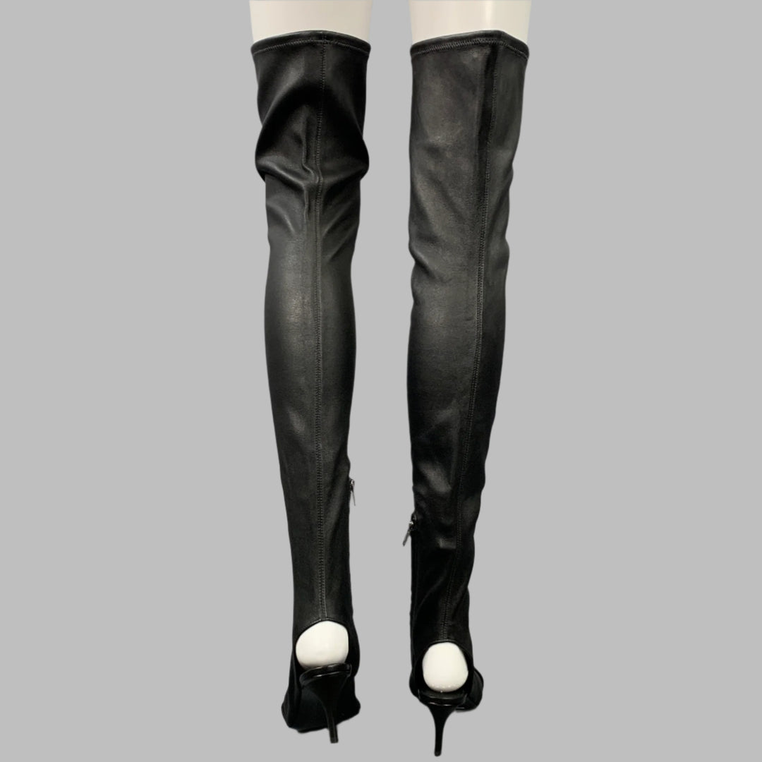 OPENING CEREMONY Size 6 Black Leather Mixed Fabrics Pointed Toe Boots