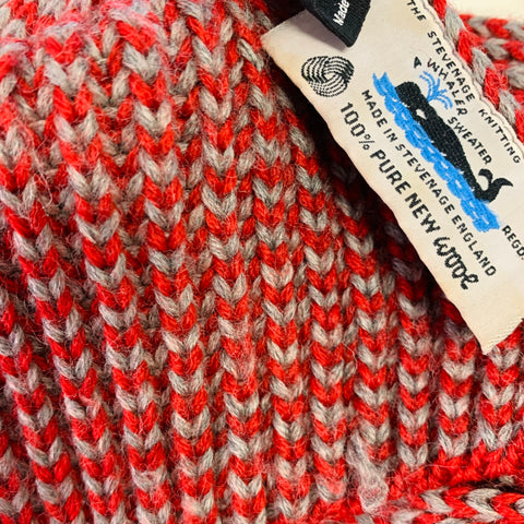 ALBAM Grey Red Knit Wool Scarf