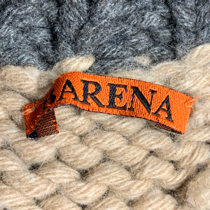 BARENA Size XL Grey Tan Brown Patchwork Virgin Wool Shawl Collar Cardigan