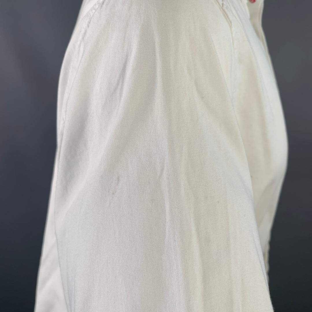 HAIDER ACKERMANN Size M White Cotton Hidden Placket Short Sleeve Shirt