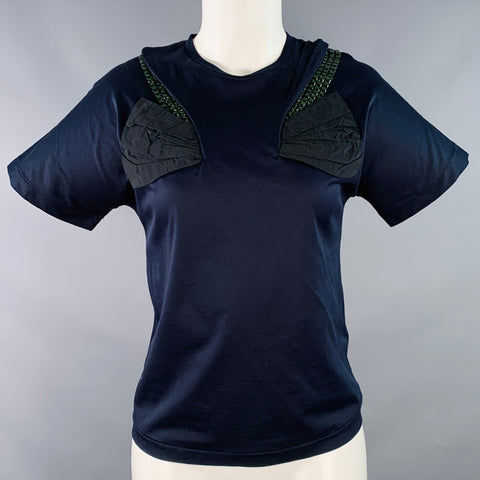 TOGA ARCHIVES Size S Navy Black Cotton Studded Crew Neck T-Shirt