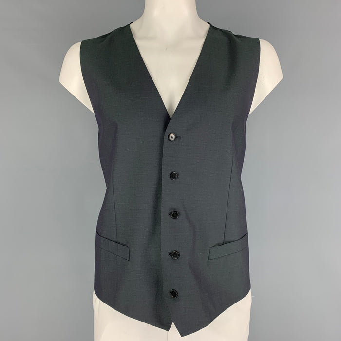 DOLCE & GABBANA Size 46 Charcoal Iridescent Wool Mohair Vest