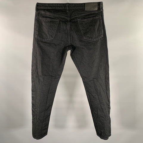 TODD SNYDER Size 34 Black Cotton Blend Button Fly Jeans
