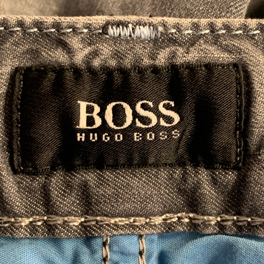 BOSS by HUGO BOSS Size 36 Grey Cotton Blend Straight Five Pockets Jeans