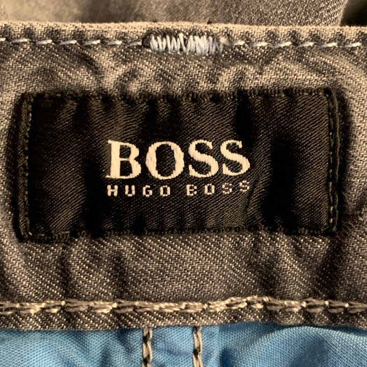 BOSS by HUGO BOSS Size 36 Grey Cotton Blend Straight Five Pockets Jeans