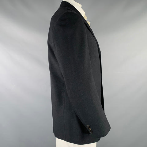 YOHJI YAMAMOTO Size XL Grey Contrast Stitch Wool Sport Coat