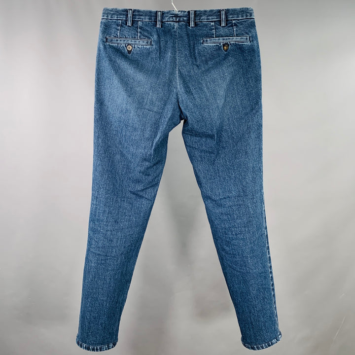 ROTA Size L Blue Cotton Blend Tapered Pleated Jeans