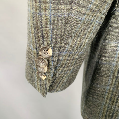 JACK VICTOR Size 42 Grey Charcoal Plaid Wool Sport Coat