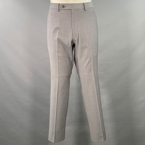 CALVIN KLEIN Size 40 Grey Wool Blend Single Breasted Notch Lapel Suit