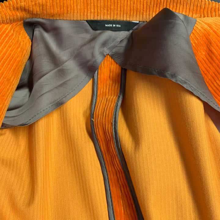 R13 Size 38 Orange Corduroy Cotton Notch Lapel Sport Coat