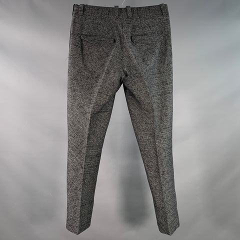 FENDI Size 30 Black Grey Glenplaid Cotton Wool Flat Front Dress Pants