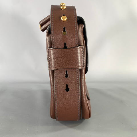 PRADA Brown Crackled Leather Cross Body Bag
