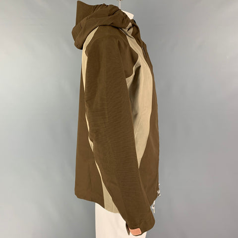 ACNE STUDIOS Size XL Brown Taupe Color Block Raincoat Jacket