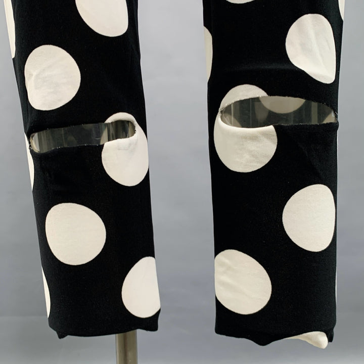 NORMA KAMALI Size L Black White Polyester Blend Polka Dot Footie Leggings