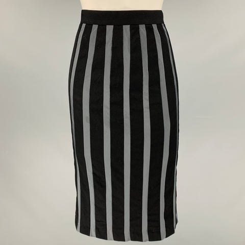 JEAN PAUL GAULTIER Talla 4 Falda lápiz a rayas negras y grises