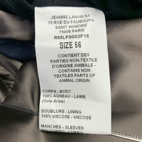 LANVIN Size 46 Black Blue Mixed Fabrics Lamb Suede Bomber Jacket