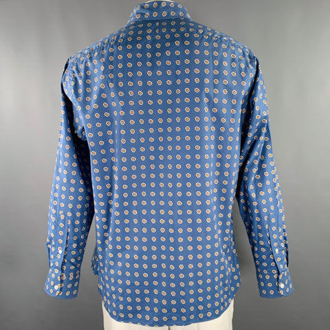TODD SNYDER Size XL Blue Beige Abstract Paisley Cotton Long Sleeve Shirt