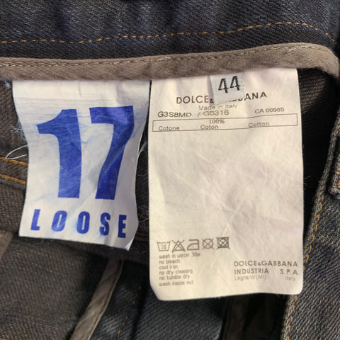 DOLCE & GABBANA Size 28 Grey Contrast Stitch Cotton Jeans