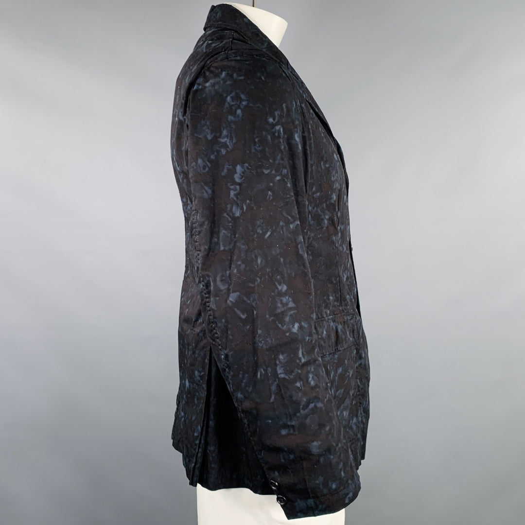 ENGINEERED GARMENTS Size L Black Blue Marbled Cotton Chore Jacket