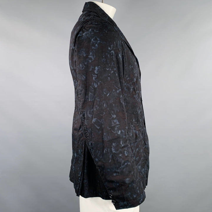 ENGINEERED GARMENTS Size L Black Blue Marbled Cotton Chore Jacket