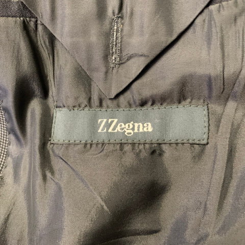 Z ZEGNA Size 44 Grey Black Nailhead Wool Notch Lapel Suit