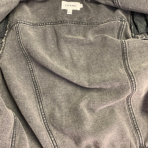 FRAME Size M Charcoal Grey Wash Cotton Denim Twill Button Up Type III Jacket