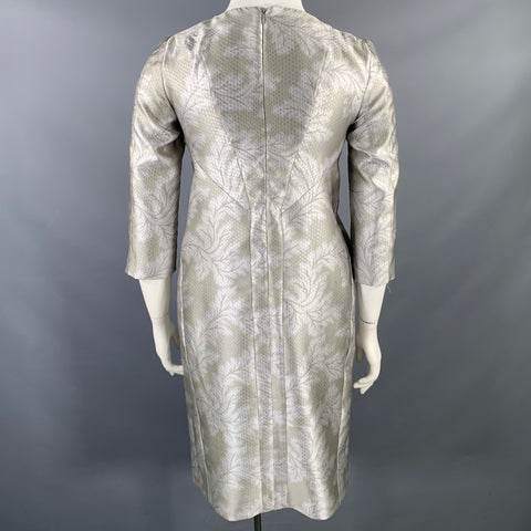 Robe trapèze JIL SANDER, taille 10, gris argenté, en polyester et soie gaufrée