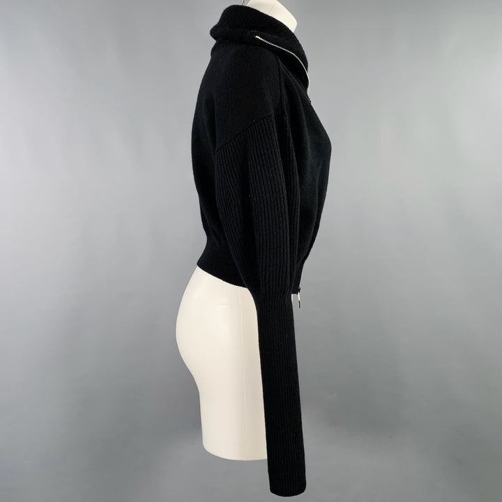 ALEXANDER MCQUEEN Size M Black Wool Cashmere Zip Up Cardigan