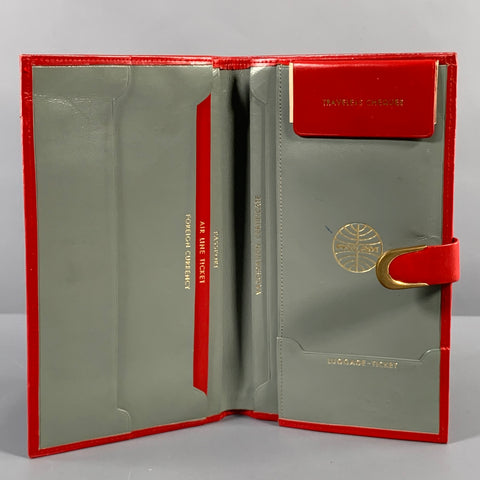 PAN AM Red Grey Leather Document Holder Bags