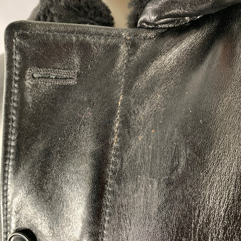 Y'2LEATHER Size M -Aniline N-1- Black Horsehide Leather Zip Up Buttons Jacket