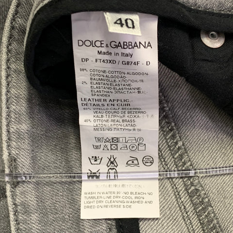 DOLCE & GABBANA Size 4 Kate Grey Denim Twill Tapered Zip Fly Jeans