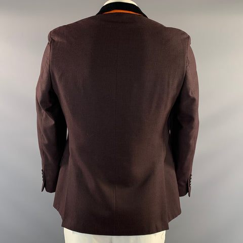 TALLIA Chest Size 40 Purple Black Houndstooth Rayon &  Polyester Sport Coat