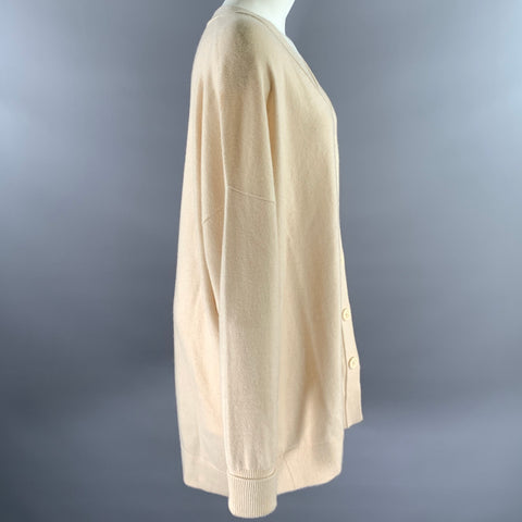 LOEWE Size M Cream Cashmere Blend Asymmetric Cardigan