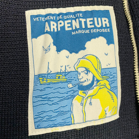 ARPENTEUR Size L Navy Knit Wool Shawl Jacket