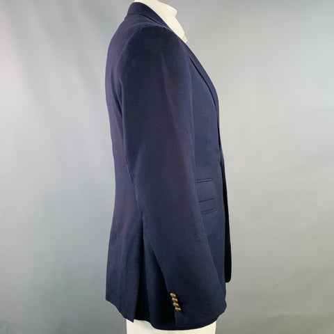 RALPH LAUREN Size 42 Navy Cashmere Twill Notch Lapel Sport Coat