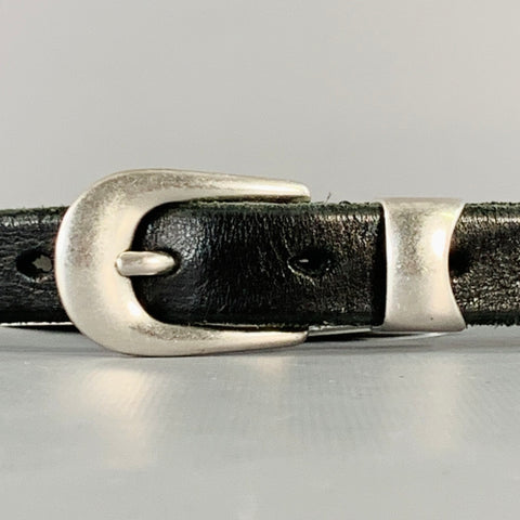 OUR LEGACY Size L Black Silver Leather Skinny Belt