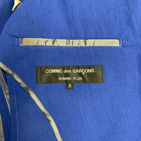 COMME des GARCONS HOMME PLUS Size M Blue Linen Blend Notch Lapel Suit