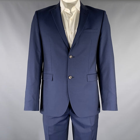 Costume Sand bleu marine en laine et mohair à simple boutonnage, taille 42