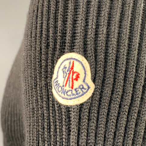 MONCLER Size M Black Rib Knit Virgin Wool Turtleneck Sweater