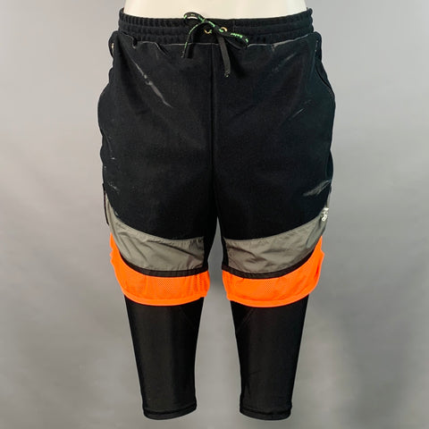 ADIDAS x KOLOR Size M Black Orange Grey Color Block Polyester Layered Shorts