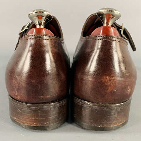 JOHN LOBB Size 10.5 97000E Brown Leather Double Monk Strap Loafers
