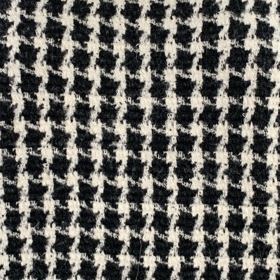 SANDRO Size S Black Grey Wool Blend Houndstooth Crew Neck Pullover