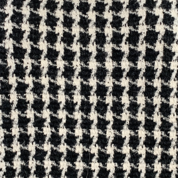 SANDRO Size S Black Grey Wool Blend Houndstooth Crew Neck Pullover